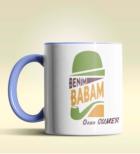 Kişiye Özel Benim Babam Tasarımlı Siyah Kupa Bardak (Mavi)