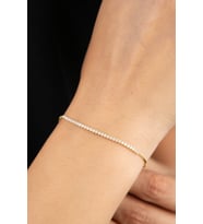 925 Ayar Gümüş Zirkon Taşlı Su Yolu Bileklik (Gold)