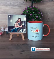 Anneye Hediye Fotoğraflı Dekoratif Taş, Kupa Bardak Beyaz Hediye (Model 13)