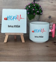 Hekim Hediye Seti Kupa Bardak T Kulplu ve Dekoratif Taş Doktora Tıp Bayramı Hediyesi (Model 4)