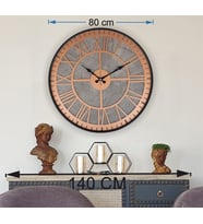 Markakanvas Siyah Metal Kasalı Mermer Desenli  Duvar Saati  ( Çap 50 cm -Çap 80 cm ) (Bakır)