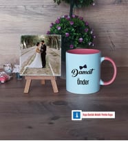 Damat Fotoğraflı Dekoratif Taş, Kupa Bardak Beyaz Hediye (Model 6)