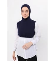 Sıfır Kollu Boyunluklu Boneli Yarım Body (Lacivert)