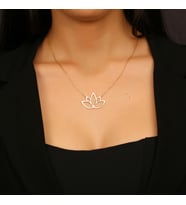 14 Ayar Gerçek Altın Kaplama Gümüş Lotus Kolye (Gümüş)