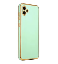 Samsung Galaxy A04 Kılıf Kenarları Gold Kamera Korumalı Renkli Pastel Silikon Siyah BARK (Açık Yeşil)