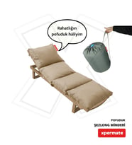 XPERMATE Pofuduk Şezlong Minderi Çantalı 60x180x12Cm Su İtici,Katlanır,UV Güneş Dayanımı, Fermuar (Bej)