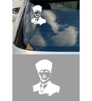 Atatürk Silüet Sticker Araba Sticker Oto Sticker 20x15 Cm (Beyaz)