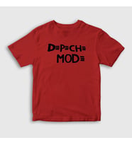 Presmono Unisex Çocuk Beyaz Logo Depeche Mode T-Shirt 140642tt (Kırmızı)