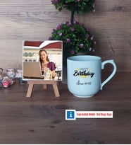 Happy Birthday Fotoğraflı Dekoratif Taş, Kupa Bardak Beyaz Hediye (Model 5)