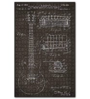 Cakapuzzle Eski Gitarın Grafik Tasarım Görseli Puzzle Yapboz MDF (Ahşap) (500 Parça)