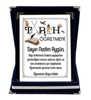 Tarih Öğretmenine Hediye İsim Baskılı Plaket - Öğretmenler Günü Hediyesi (Lacivert)