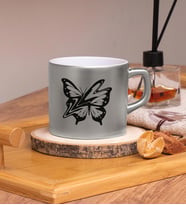 Butterfly  Tasarımlı Renkli Nescafe Fincanları 220 ML (Gümüş)