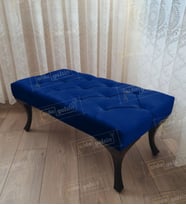 Kapitoneli Ayak Ucu Kapı Önü Antre Bench Puf Siyah Ayak (110*45) (Lacivert)