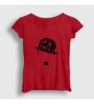 Presmono Kadın Sarı Hat Charlie Chaplin T-Shirt 155378tt (Kırmızı)