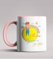 Kişiye Özel Resim Öğretmeni Tasarımlı Siyah Renk Kupa Bardak 5 (Pembe)