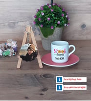 Biyoloji Öğretmeni Türk Kahvesi Fincanı Ahşap Altlıklı ve Fotoğraflı Ahşap Anahtarlık Hediye (Model 6)