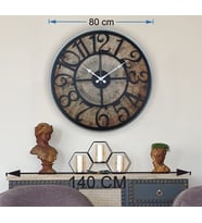 Markakanvas Gri Metal Kasalı Eski Dünya Haritalı Duvar Saati (Çap 50 cm - 80 cm ) (Siyah)