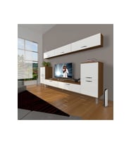 Decoraktiv Eko 9 Slm Std Krom Ayaklı Tv Ünitesi Tv Sehpası (Beyaz - Kahverengi)