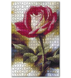 Cakapuzzle Beyaz Kalpli Kırmızı Gül Puzzle Yapboz MDF (Ahşap) (255 Parça)