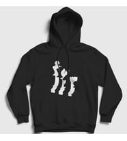 Presmono Unisex Gri Pieces Chess Satranç Kapüşonlu Sweatshirt 338011tt (Siyah)