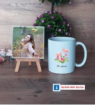 Flamingo Fotoğraflı Dekoratif Taş, Kupa Bardak Beyaz HediyeArkadaşa Doğum Günü Hediyesi (Model 1)