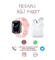 Watch 7 Series Smart Watch T700 S Tüm Akıllı Telefonlarla Uyumlu Akıllı Saat Ve PRO 5 Kablosuz Bluetooth Kulaklık (Pembe)