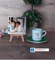 Anneler Günü Hediyesi Fotoğraflı Dekoratif Taş, Ahşap Altlıklı Türk Kahvesi Fincanı Hediye (Model 9)
