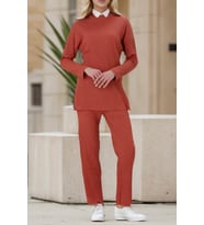 Nare Siyah Tunik Pantolon I·kili Takım (Kiremit)