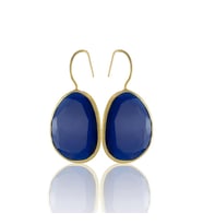 Kadir Jewellery 22 Ayar Altın Kaplama Fosil Taşlı Küpe -El İşçiliği Ve Hipoalerjenik Küpe (Parlement)