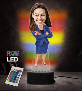 Doğum Günü Hediyesi,Sevgiliye Hediye, Kişiye Özel Fotoğraflı İş Kadını Karikatür 3D Led Lamba (RGB)