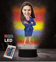 Doğum Günü Hediyesi,Sevgiliye Hediye, Kişiye Özel Fotoğraflı İş Kadını Karikatür 3D Led Lamba (RGB)