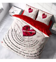MonoHome Sevgililer Günü Pamuk Saten Çift Kişilik Nevresim Takımı My Darling (Kırmızı)