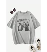 Unisex Treasure Of Youth Baskılı Tasarım Tshirt (Gri)