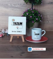 Yazılım Mühendisi Dekoratif Taş, Türk Kahvesi Fincanı Kırmızı İsme Özel Hediye (Model 6)