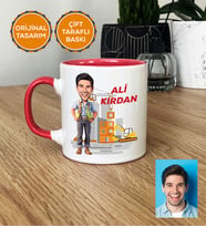 Kişiye Özel Karikatürlü İnşaat Mühendisi Hediye Kupa Bardak Erkek İnşaat Mühendisine Mühendisler Günü Hediyesi (Pembe)
