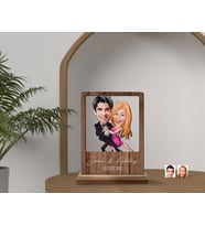 BK Gift Kişiye Özel Sevgililer Karikatürlü Ahşap Standlı Biblo, Sevgililer Günü Hediyesi, Doğum Günü Hediyesi, Yıl Dönümü Hediyesi (Model 9)