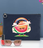 BK Gİft Yaz Temalı-7 Astarlı Portföy Çanta 30x21cm(12 Renk Seçeneği), Baskılı El Çantası, Organizer Çanta (Lacivert)