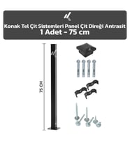 KONAK TEL ÇİT SİSTEMLERİ 1 ADET PANEL ÇİT DİREĞİ 75 CM AKSESUARLAR DAHİL (Antrasit)