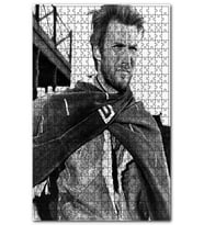 Cakapuzzle Clint Eastwood Pançosuyla Siyah Beyaz Puzzle Yapboz MDF (Ahşap) (255 Parça)