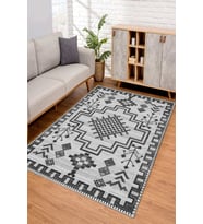Dijital Kaymaz Taban Yıkanabilir Renkli Salon Halısı Mutfak Halısı Yolluk ND-SD-805 (Gri)