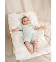 Jakarlı Nakışlı Çıtçıtlı Body Şort Takım (Mavi)