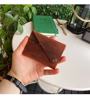 Modica® Vista - Hakiki Deri Unisex Natürel Minimal Cüzdan (Kiremit)