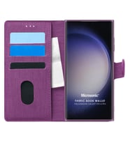 Microsonic Samsung Galaxy S23 Ultra Kılıf Fabric Book Wallet Siyah (Mor)