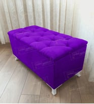Lüks Sandıklı Kapitoneli Ayakucu Puf Bench 120 cm Beyaz Ayak (Lila)