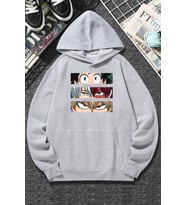 Unisex Makima Hugging Denji Baskılı Sweatshirt (Gri)