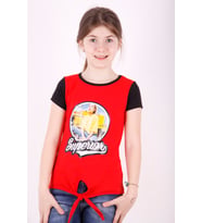 Toontoy Kız Çocuk Superior Baskılı Tişört (Kırmızı)