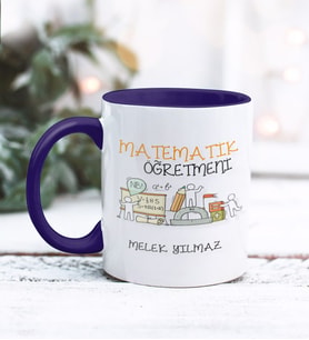 Matematik Öğretmeni Tasarımlı Kişiye Özel Kupa Bardak (Lacivert)