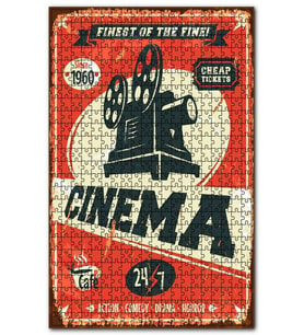 Cakapuzzle Sinema Reklamı Retro Tablo Puzzle Yapboz MDF (Ahşap) (500 Parça)