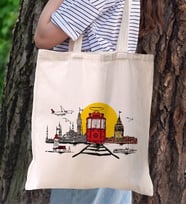 BK Gift İstanbul Tasarımlı Kanvas Bez Çanta, Baskılı Omuz Çantası, Alışveriş Çantası, Plaj Çantası, Arkadaşa Hediye (Model 3)