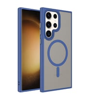 Vendas Samsung S23 Ultra Uyumlu Flet Serisi Mat Arka Yüzey Wireless Şarj Destekli Magsafe Magic Smooth Kılıf (Mavi)